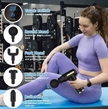 Pistola de Fascia portátil, Equipo de masaje de cuerpo, entero de velocidad ajustable